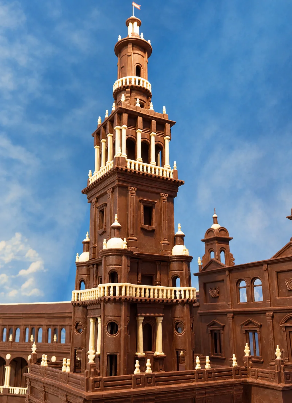 Ciudad de Chocolate de La Estepeña — recreación de la Plaza de España de Sevilla